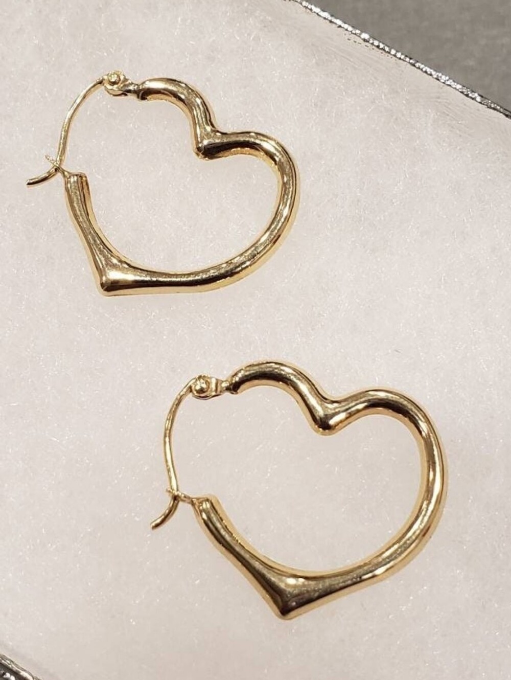 14k Solid Gold Heart Hoop Earrings - Women Jewelry